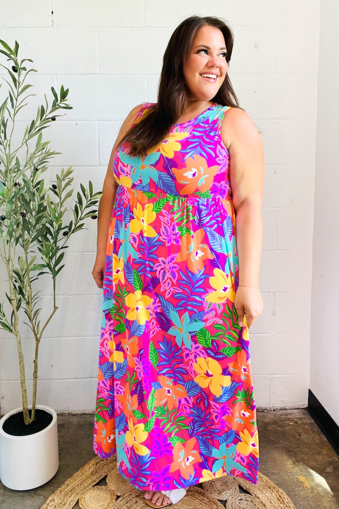 Diva Dreams Multicolor Tropical Floral Fit & Flare Maxi Dress