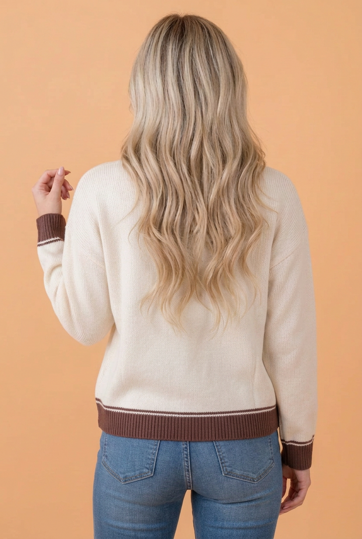 Western Cowboy Colorblock Graphic Print Sweater