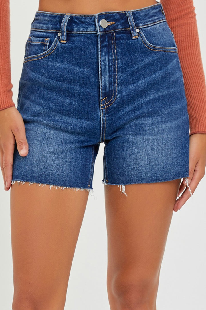 RISEN High Waist Side Slit Denim Shorts