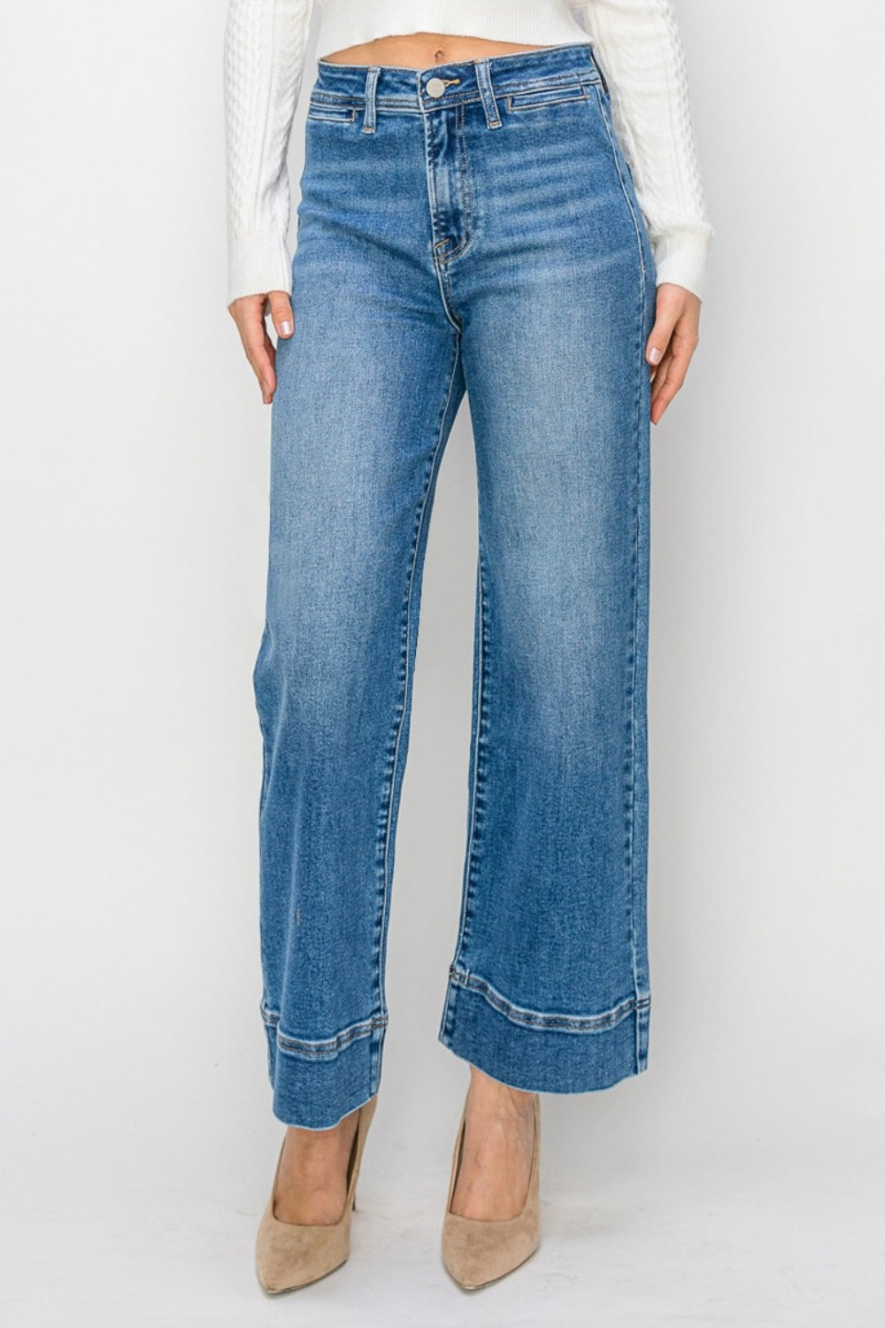 Risen Full Size High Rise Wide Leg Jeans