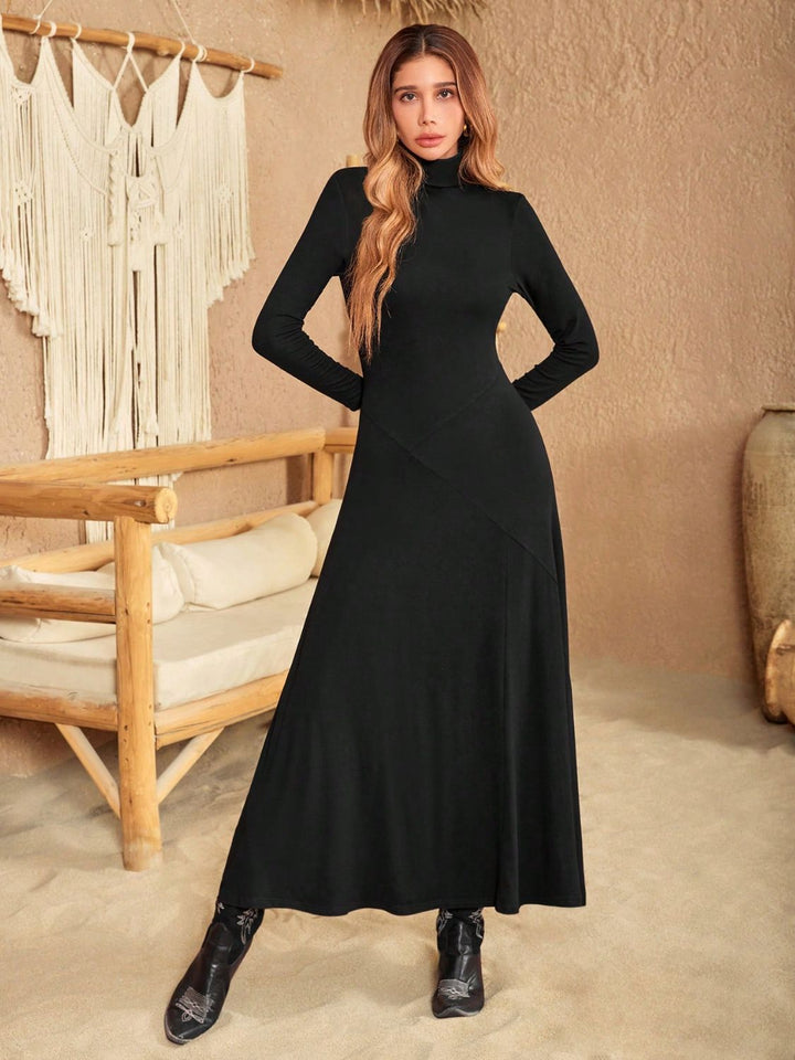 Turtleneck Long Sleeve Maxi Dress