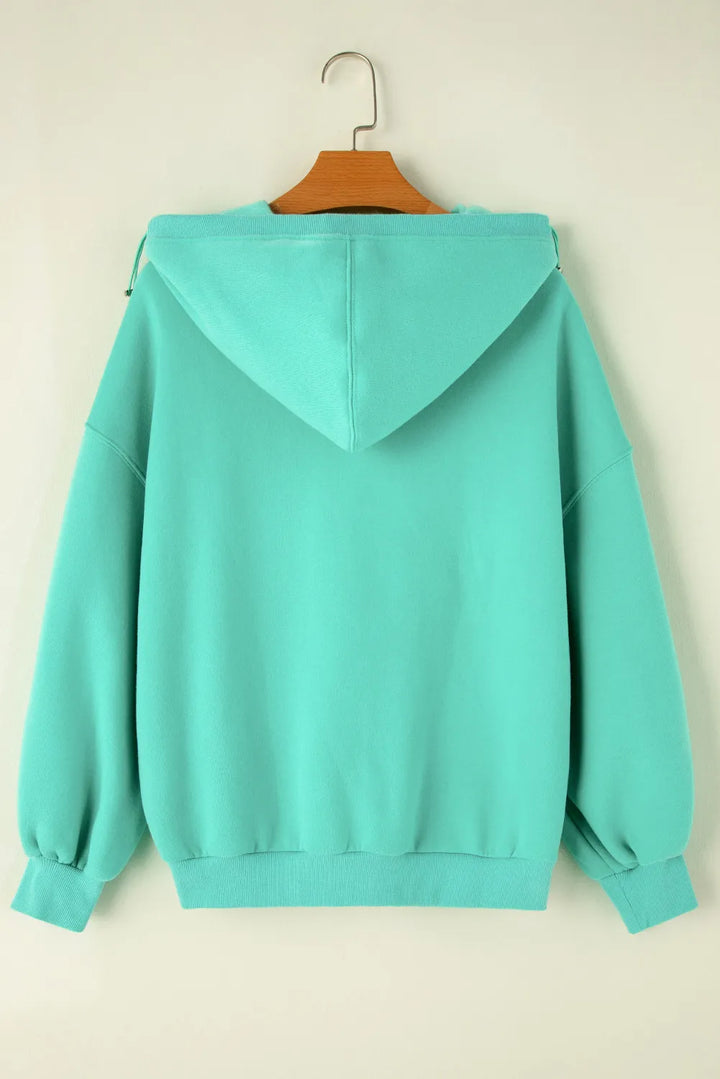 Pocketed Half Zip Long Sleeve Hoodie