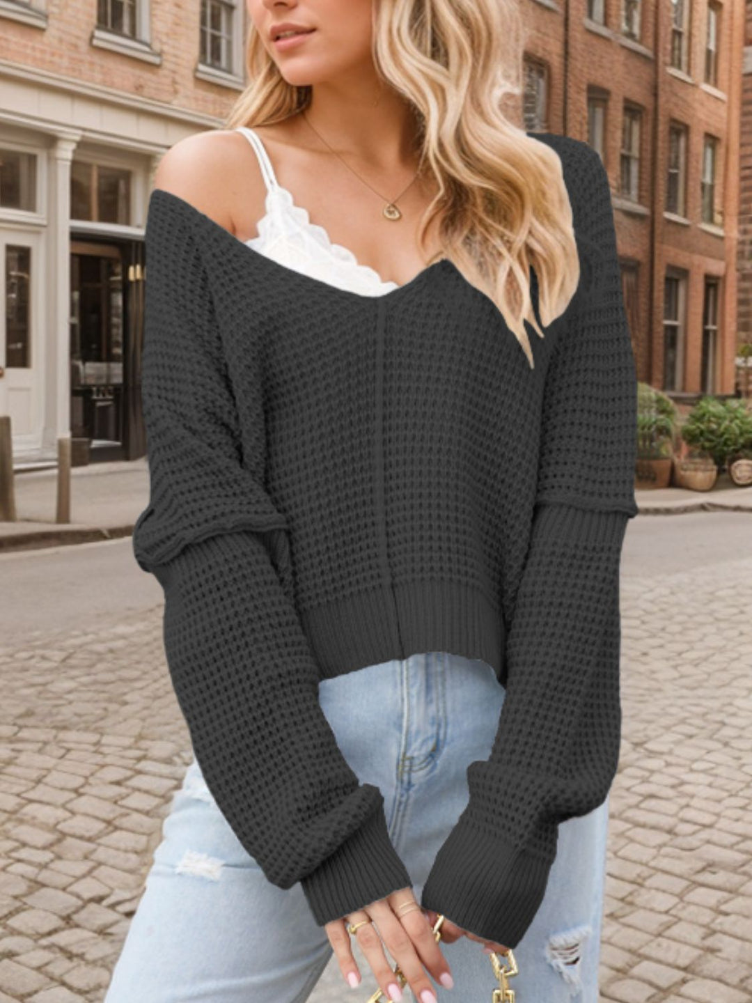 V-Neck Long Sleeve Sweater