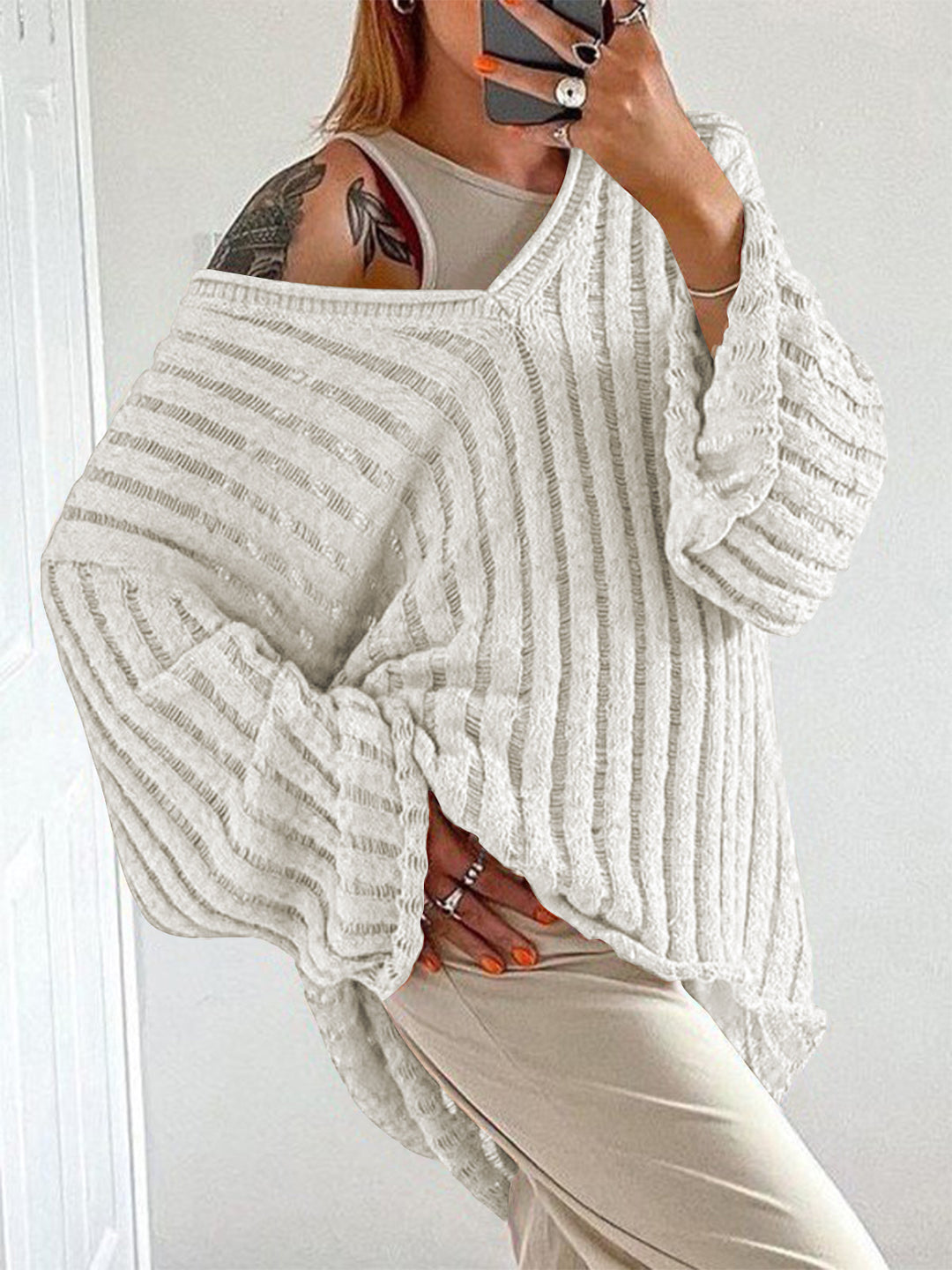 V-Neck Long Sleeve Sweater