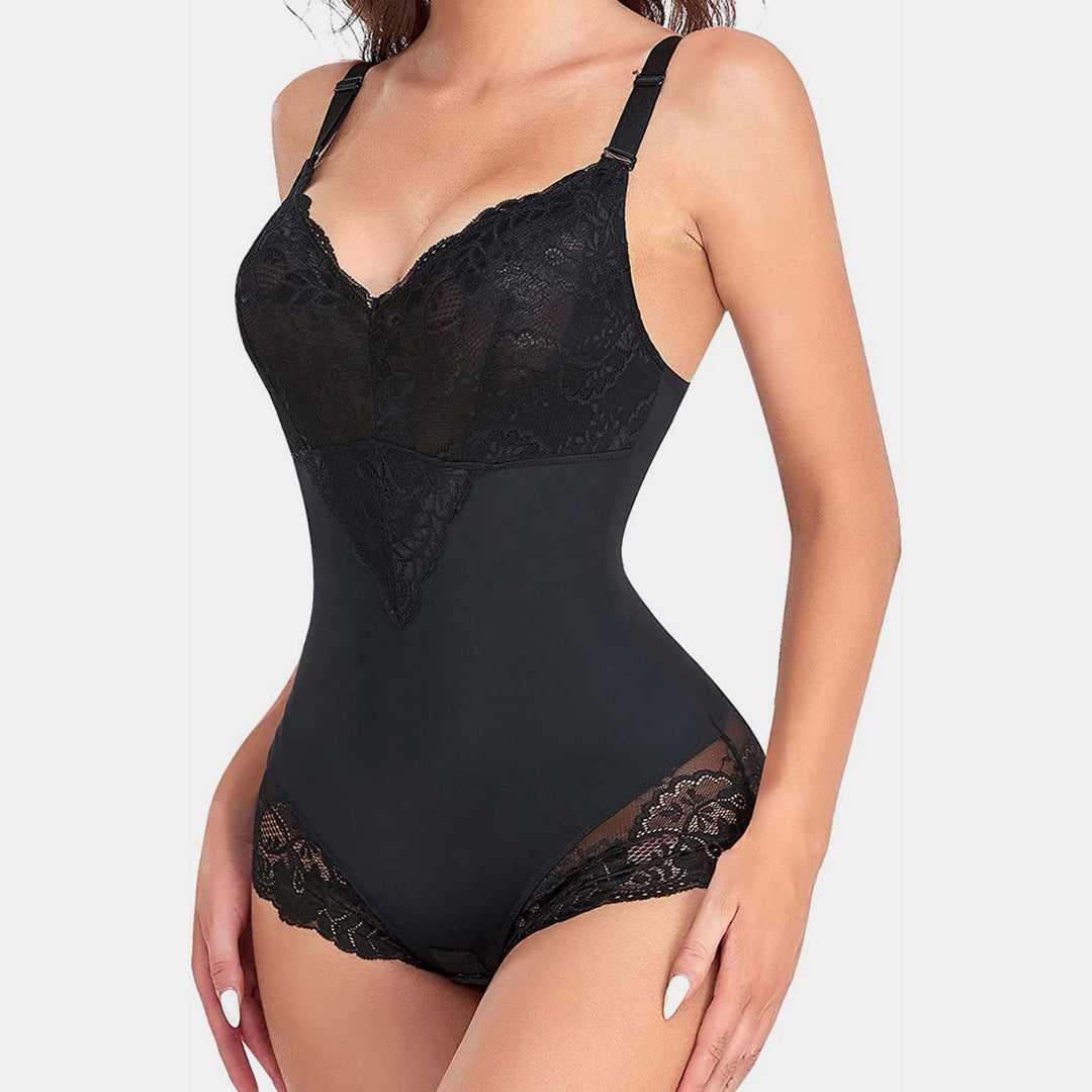 Full Size Lace V-Neck Spaghetti Strap Shaping Bodysuit