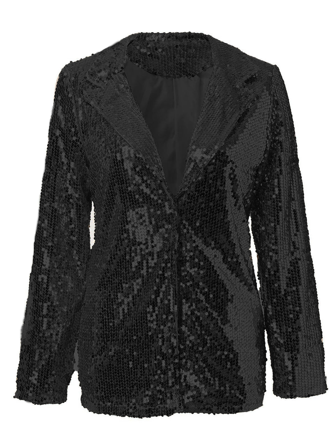 Sequin Lapel Collar Long Sleeve Blazer