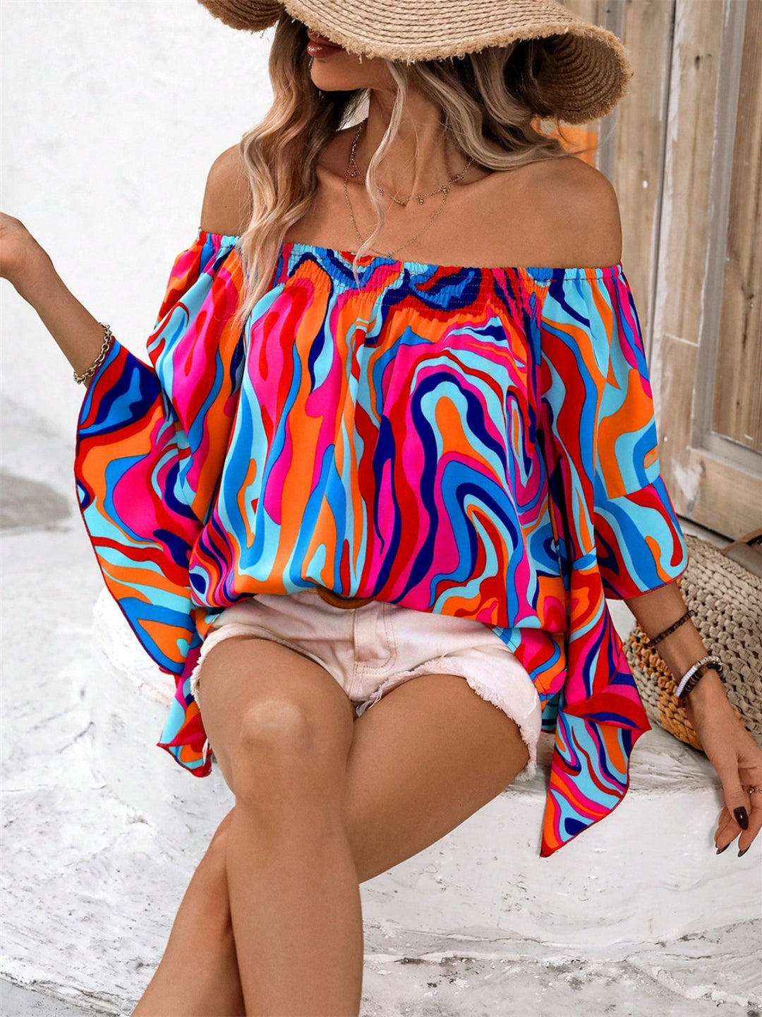 Printed Off-Shoulder Blouse