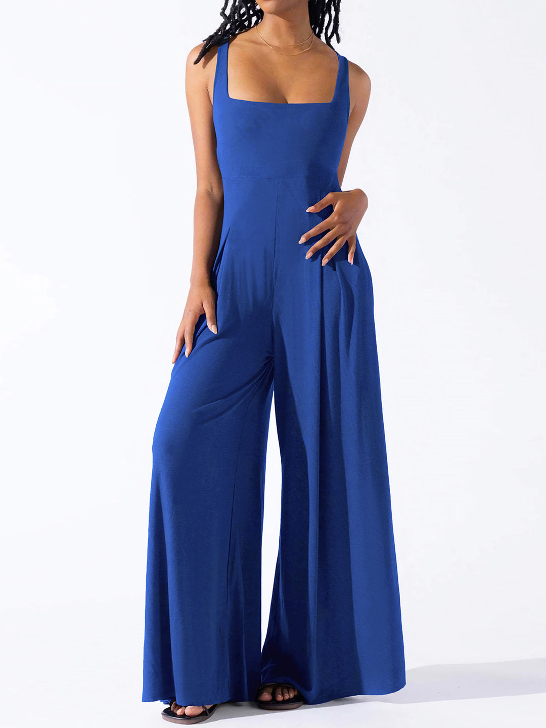 Square Neck Wide Strap Jumpsuit