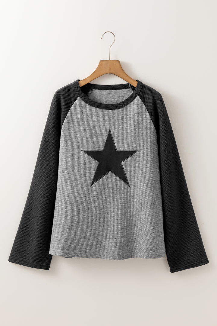 Star Round Neck Raglan Sleeve Top