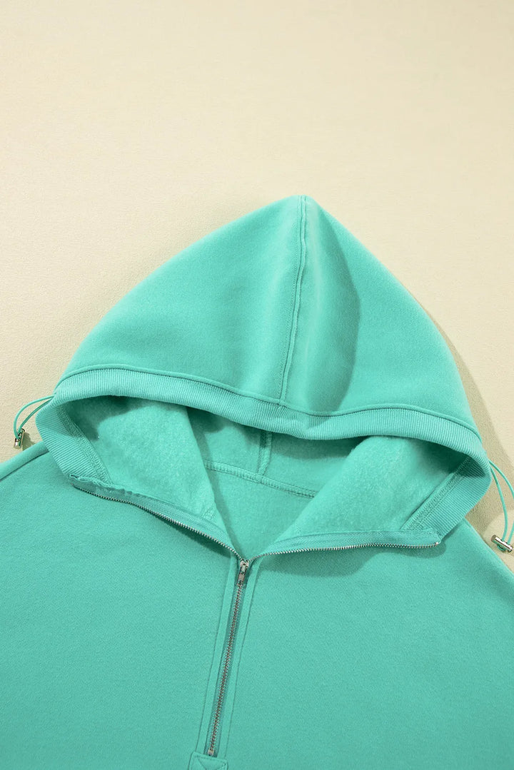 Pocketed Half Zip Long Sleeve Hoodie