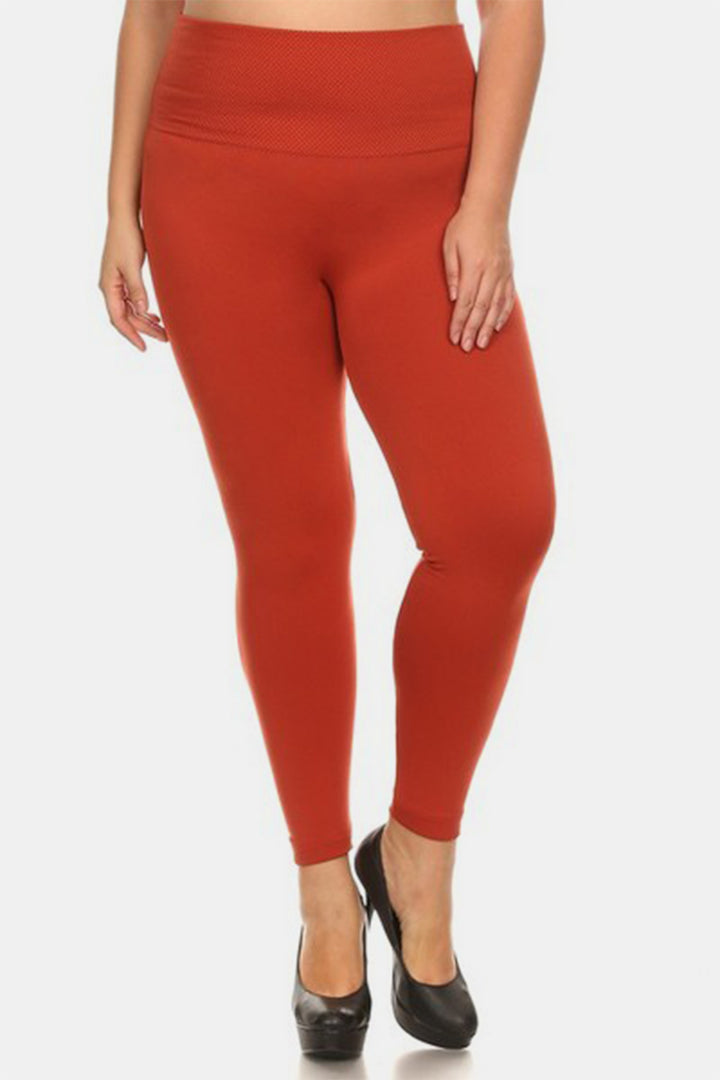 Yelete Full Size Seamless High Waist Fleece Leggings