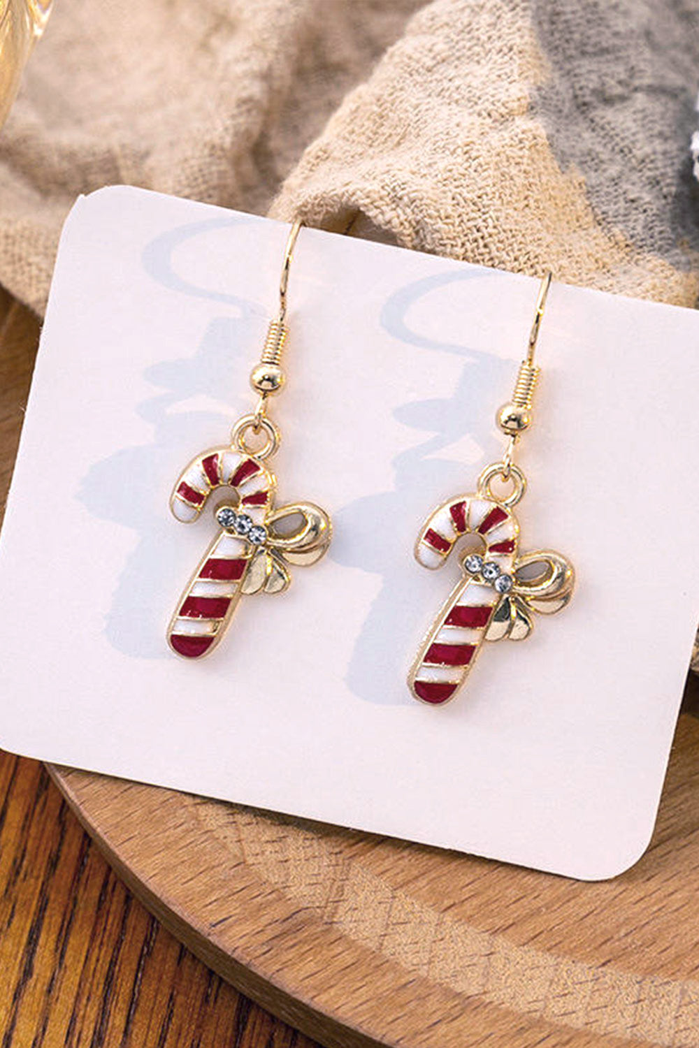 Candy Cane Metal Dangle Earrings