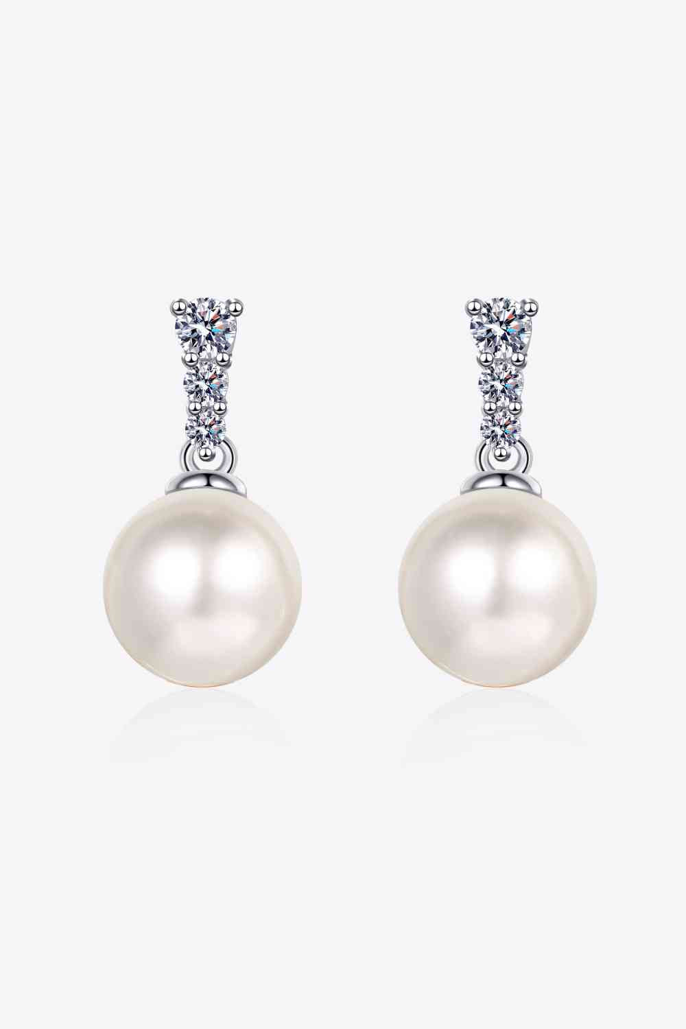 Moissanite Pearl Drop Earrings