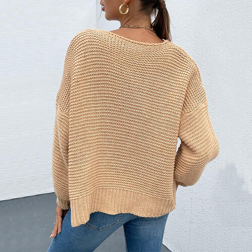 Open Front Dropped Shoulder Cardigan