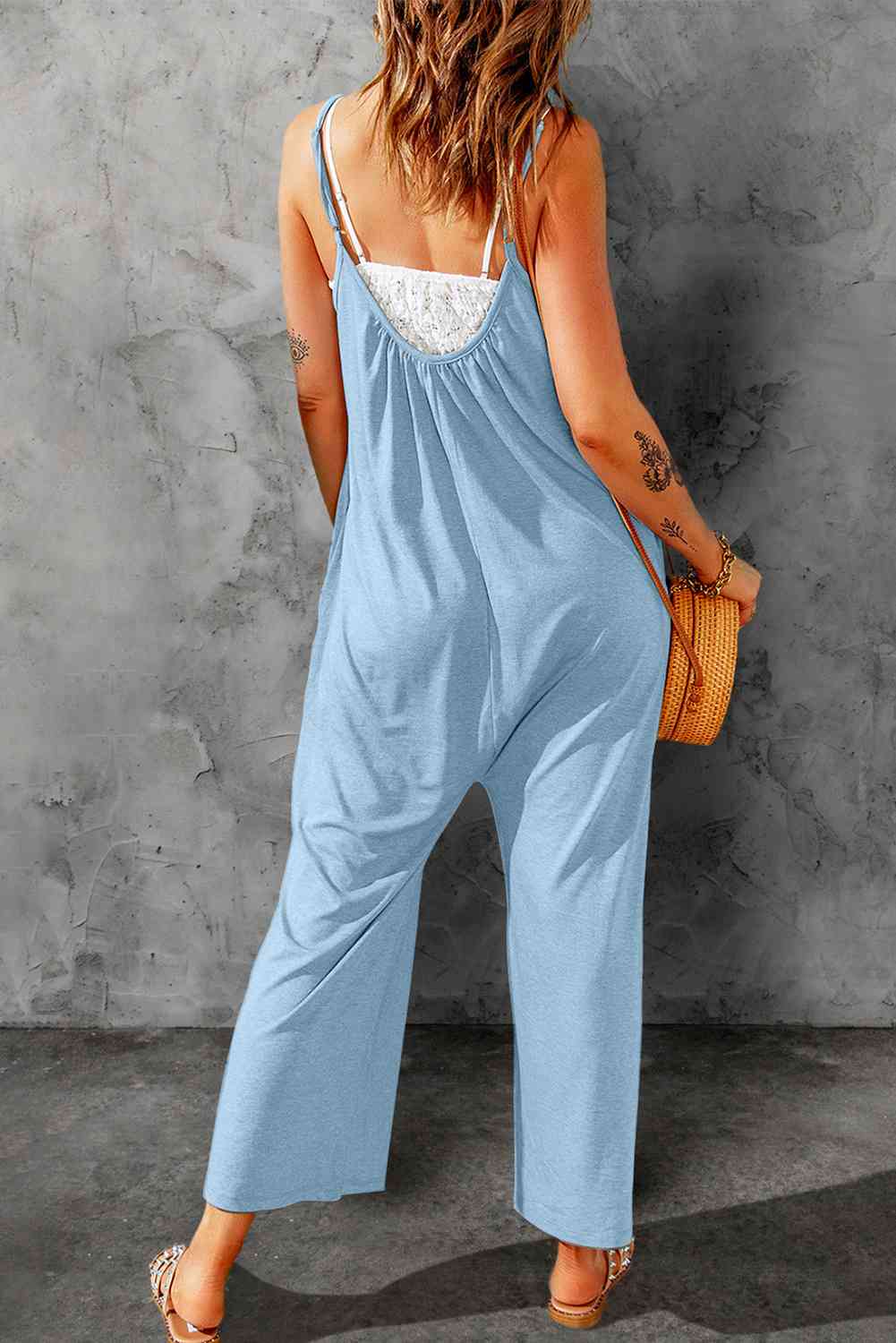 Spaghetti Strap Wide Leg Jumpsuit