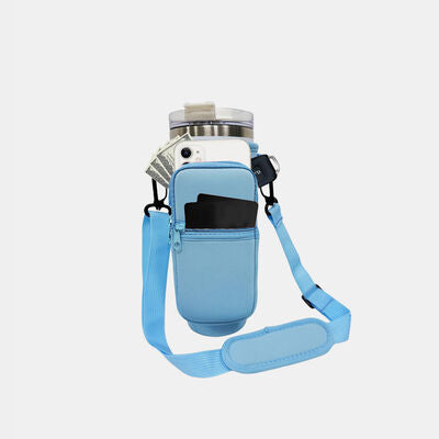 Insulated Tumbler Cup Sleeve With Adjustable Shoulder Strap