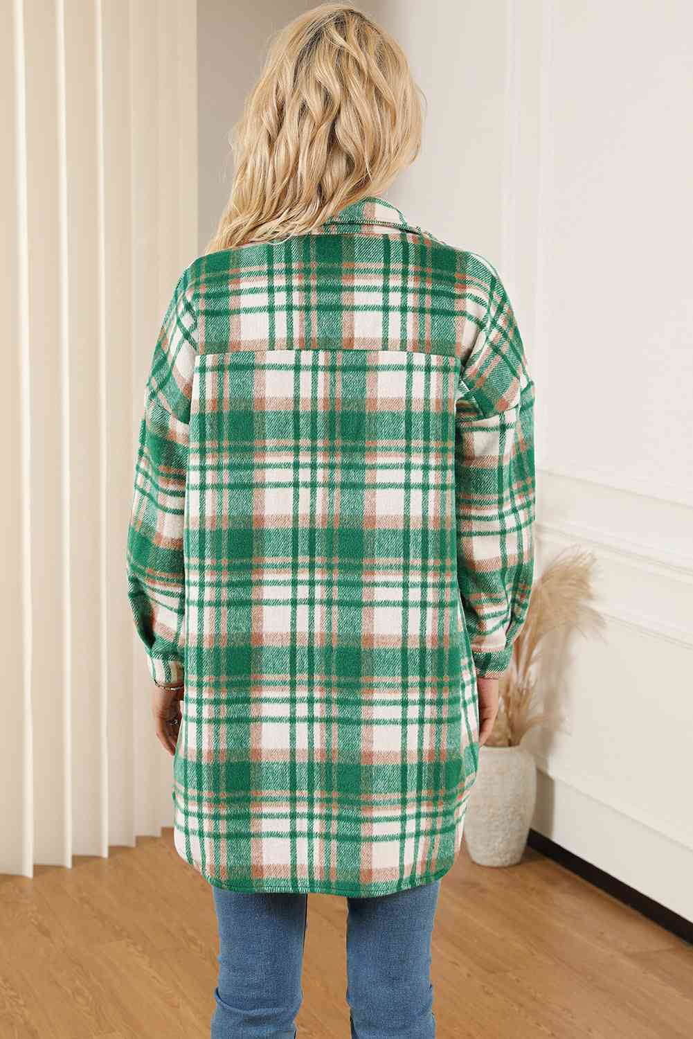 Plaid Dropped Shoulder Shirt Jacket