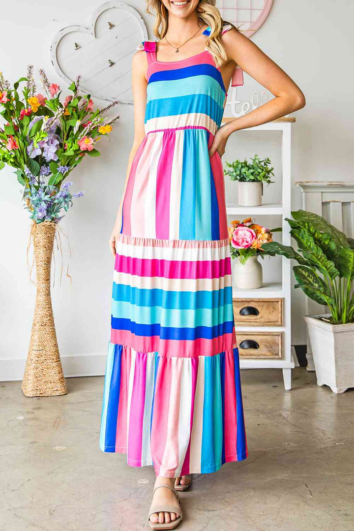 Striped Sleeveless Maxi Dress