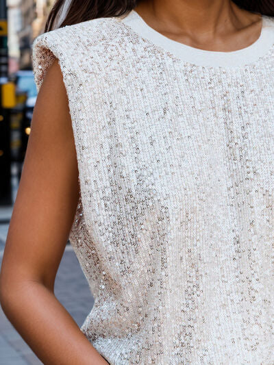 Sequin Round Neck Tank