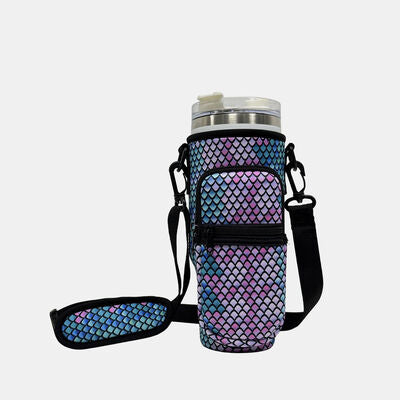 Printed Insulated Tumbler Cup Sleeve With Adjustable Shoulder Strap