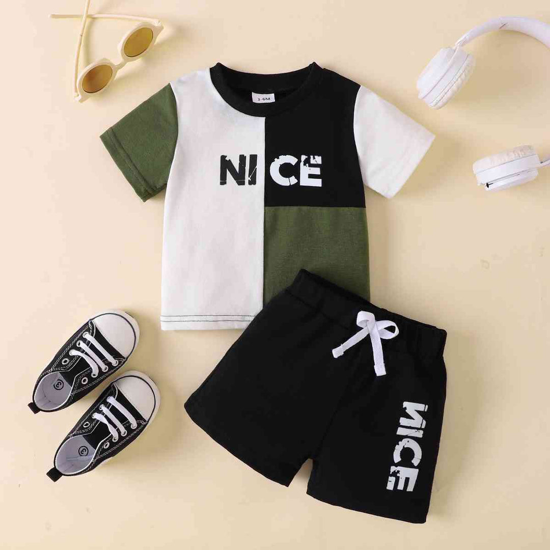 NICE Color Block Tee and Shorts Set