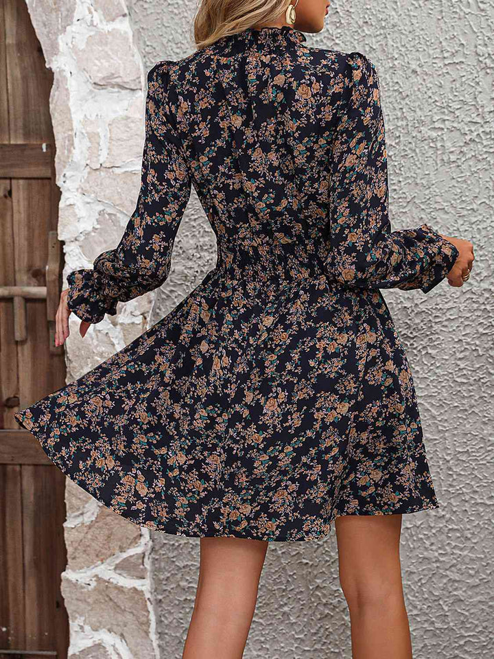 Mock Neck Flounce Sleeve Dress