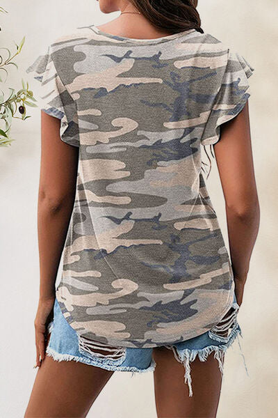 Printed Round Neck Short Sleeve T-Shirt