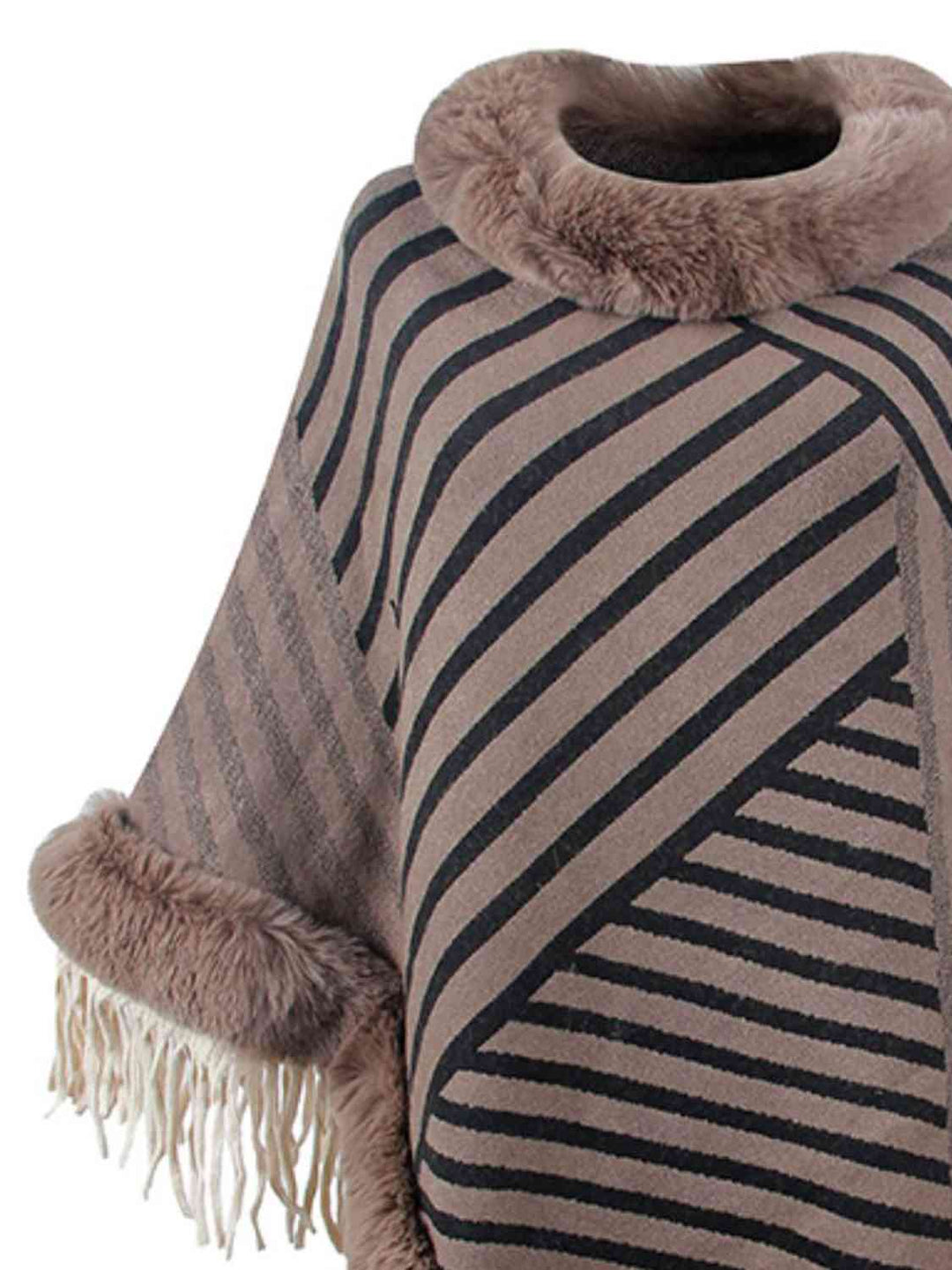 Striped Fringe Hem Poncho