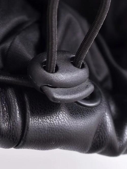 PU Leather Zip Up Drawstring Vest