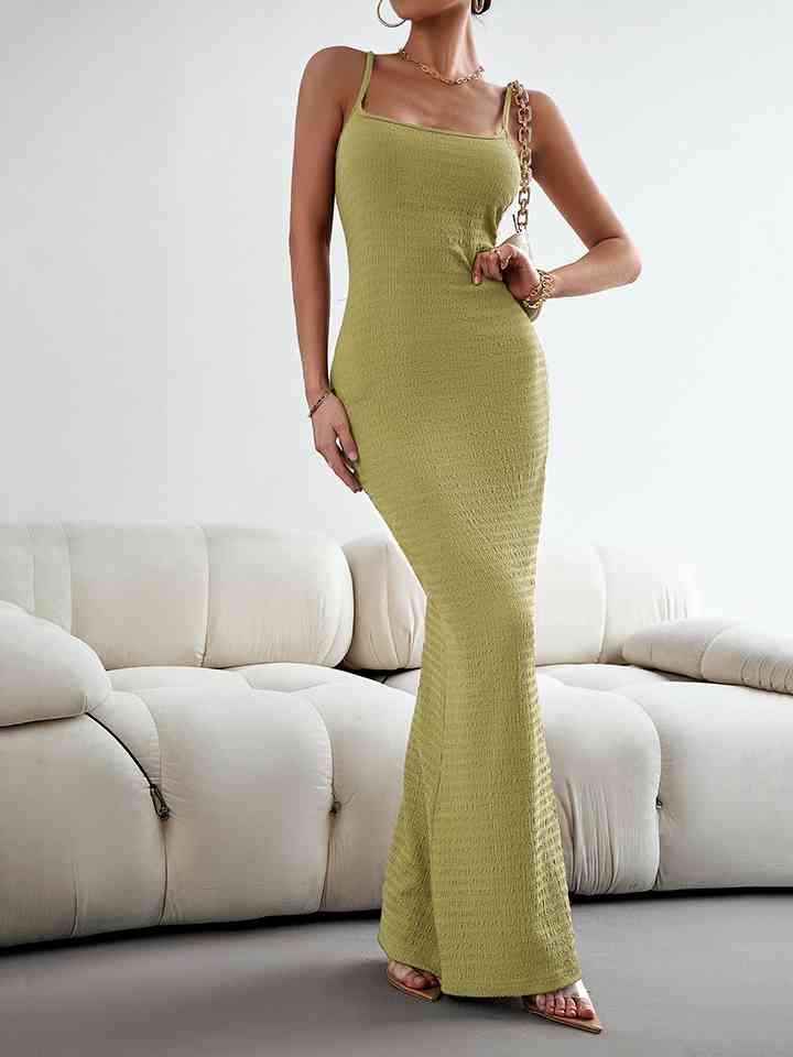 Straight Neck Sleeveless Maxi Dress