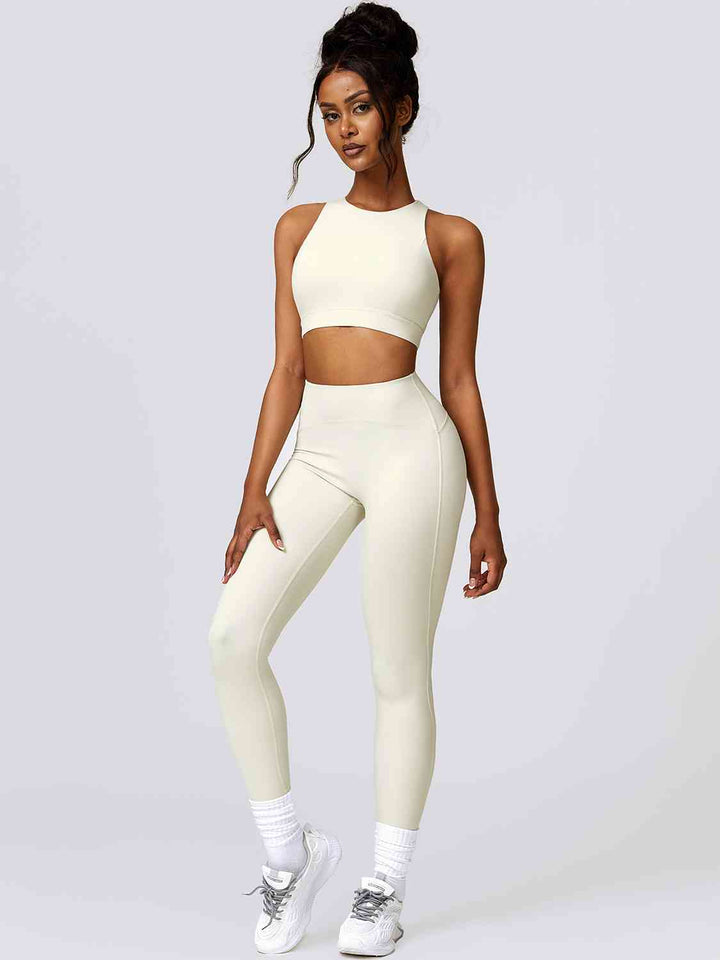 Cutout Cropped Sport Tank and Leggings Set