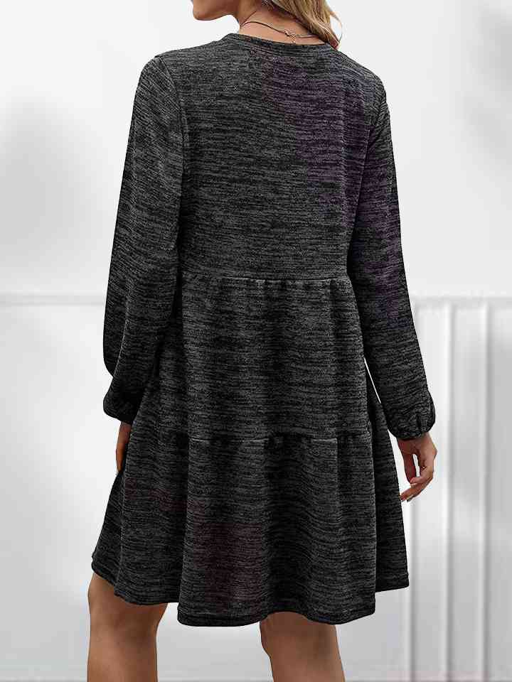 Square Neck Long Sleeve Dress