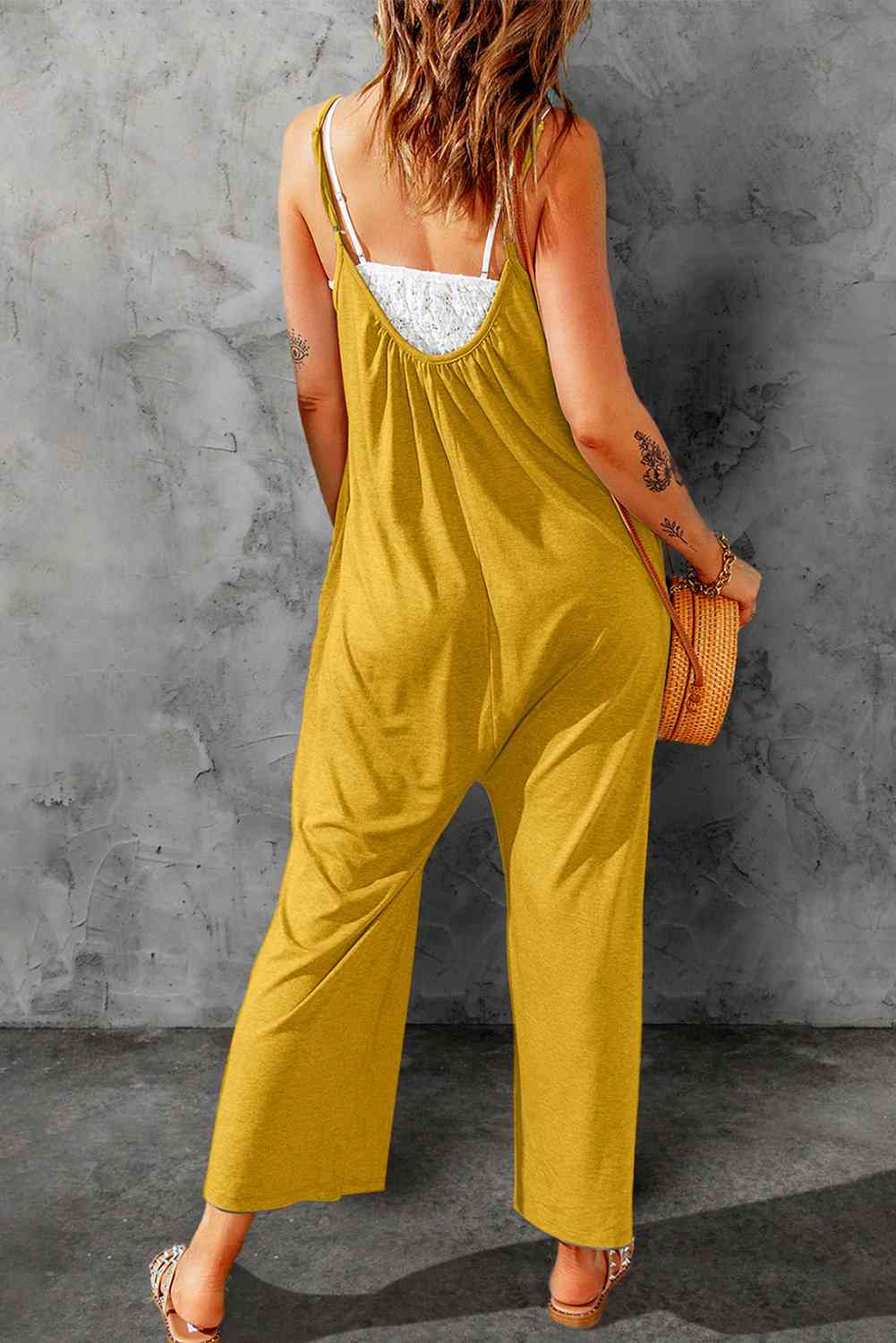 Spaghetti Strap Wide Leg Jumpsuit