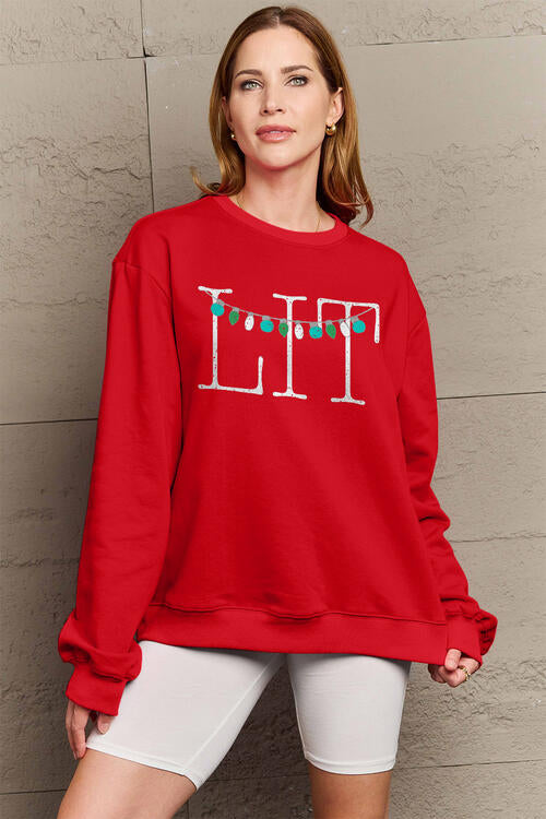 Simply Love Full Size LIT Long Sleeve Sweatshirt