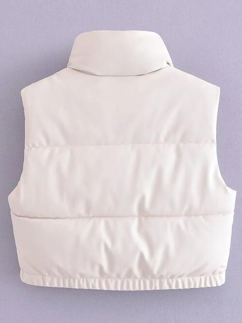 PU Leather Zip Up Drawstring Vest