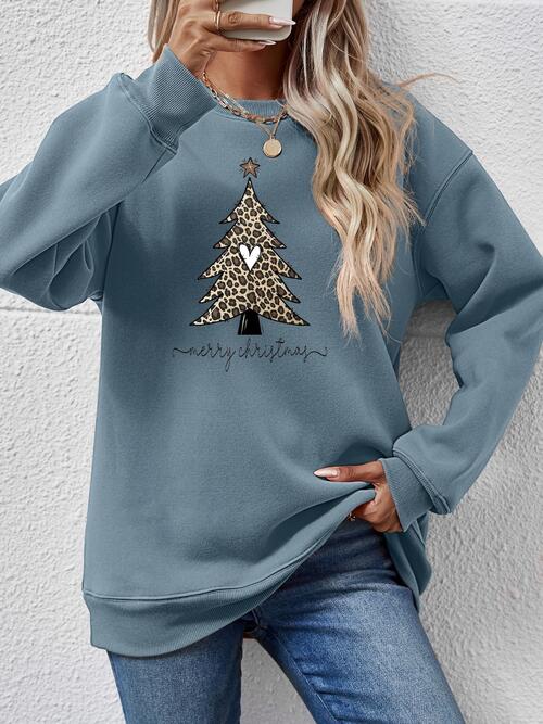 Christmas Tree Graphic Long Sleeve Sweatshirt