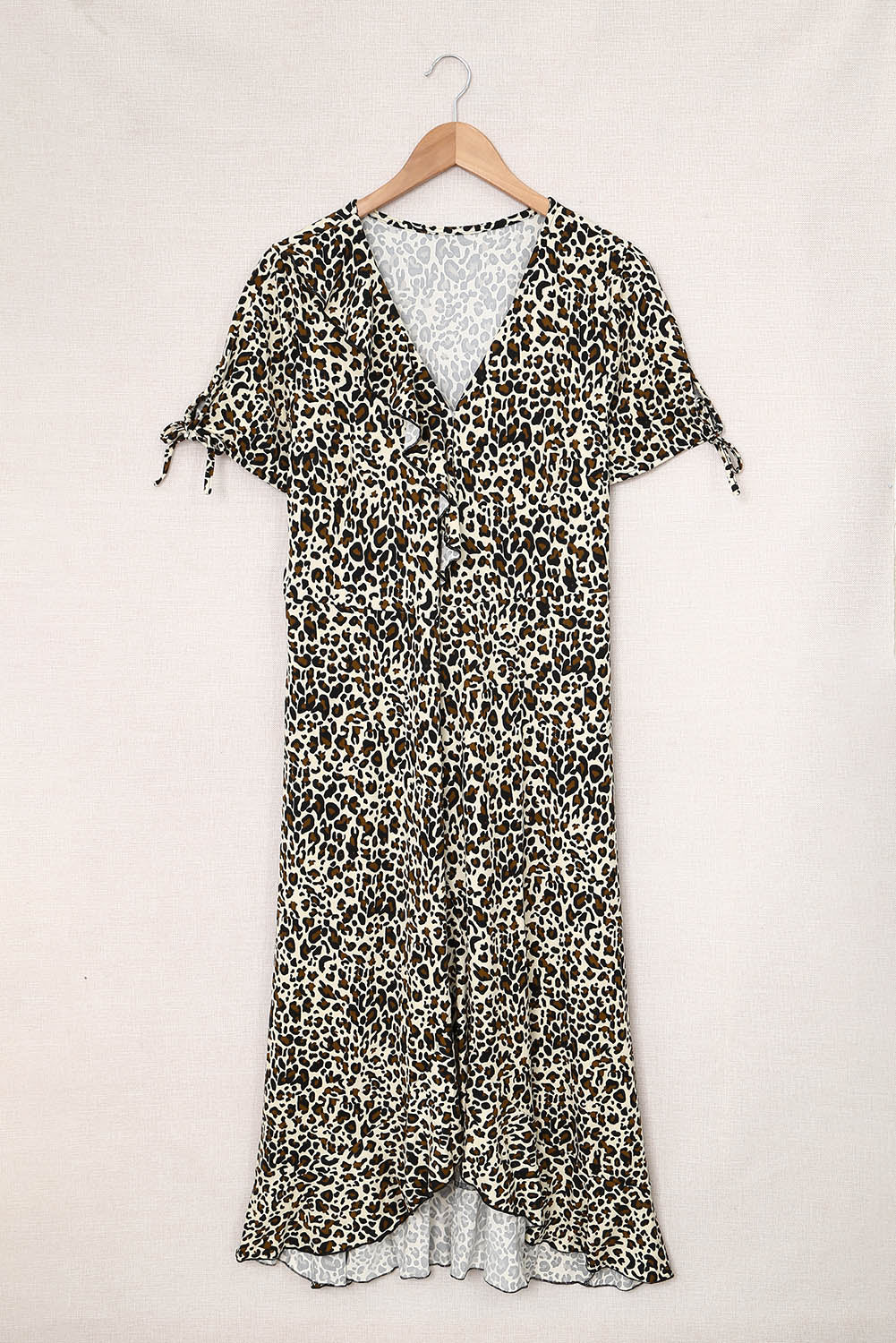 Plus Size Leopard Print Ruffled Midi Dress