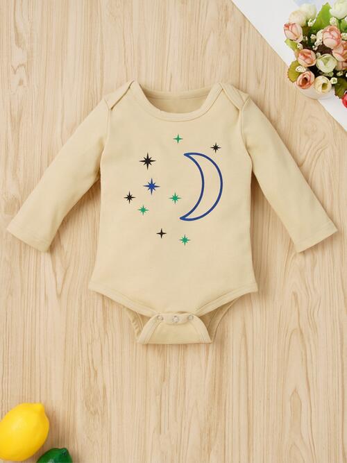 Graphic Round Neck Long Sleeve Bodysuit