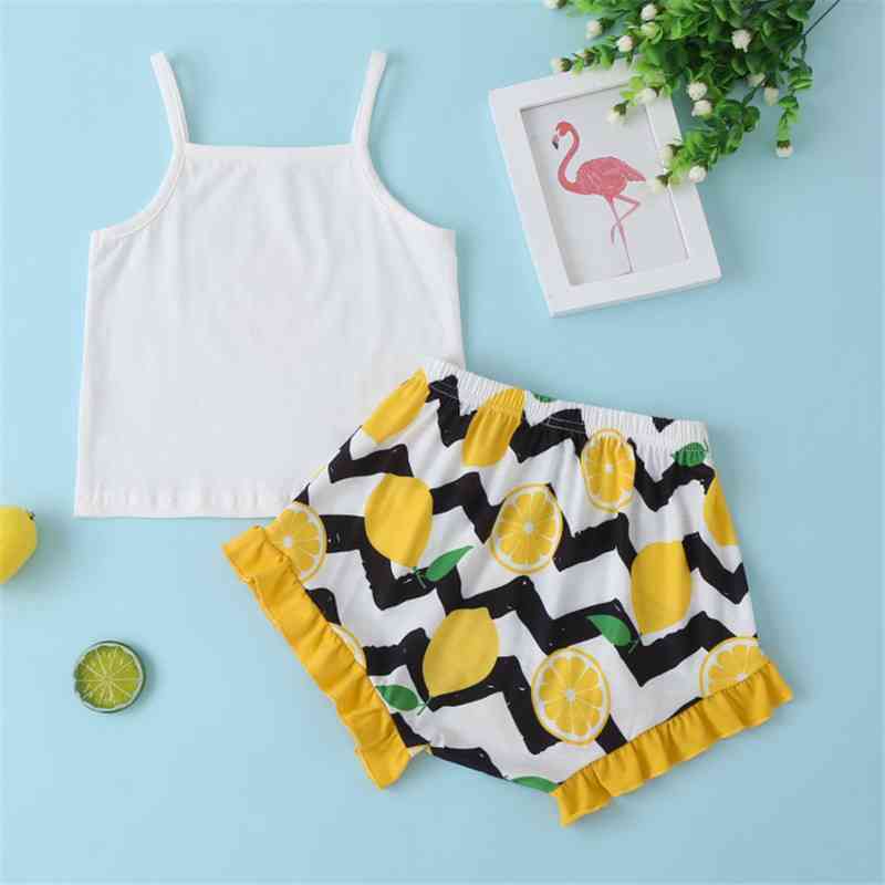 Summer Graphic Cami and Lemon Print Shorts Set