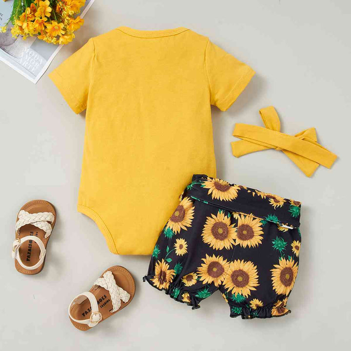 HELLO SUMMER Bodysuit and Sunflower Print Pants Set