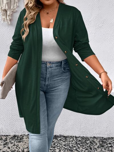 Plus Size Button Up Long Sleeve Cardigan