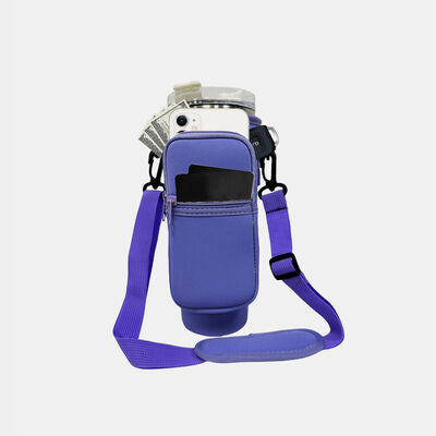 Insulated Tumbler Cup Sleeve With Adjustable Shoulder Strap