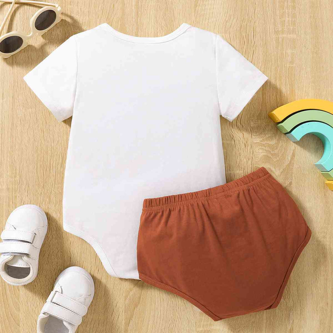 Round Neck Rainbow Shape Bodysuit and Shorts Set