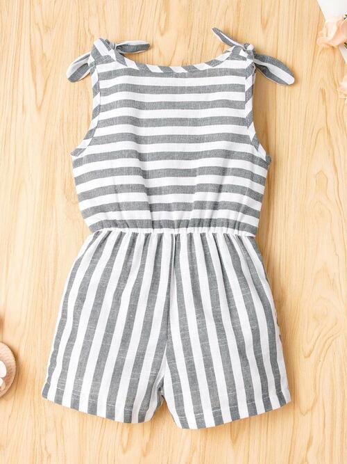 Striped Sleeveless Drawstring Romper