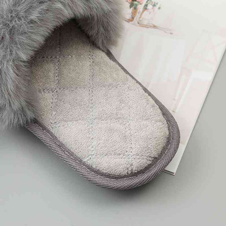 Faux Fur Open Toe Slippers