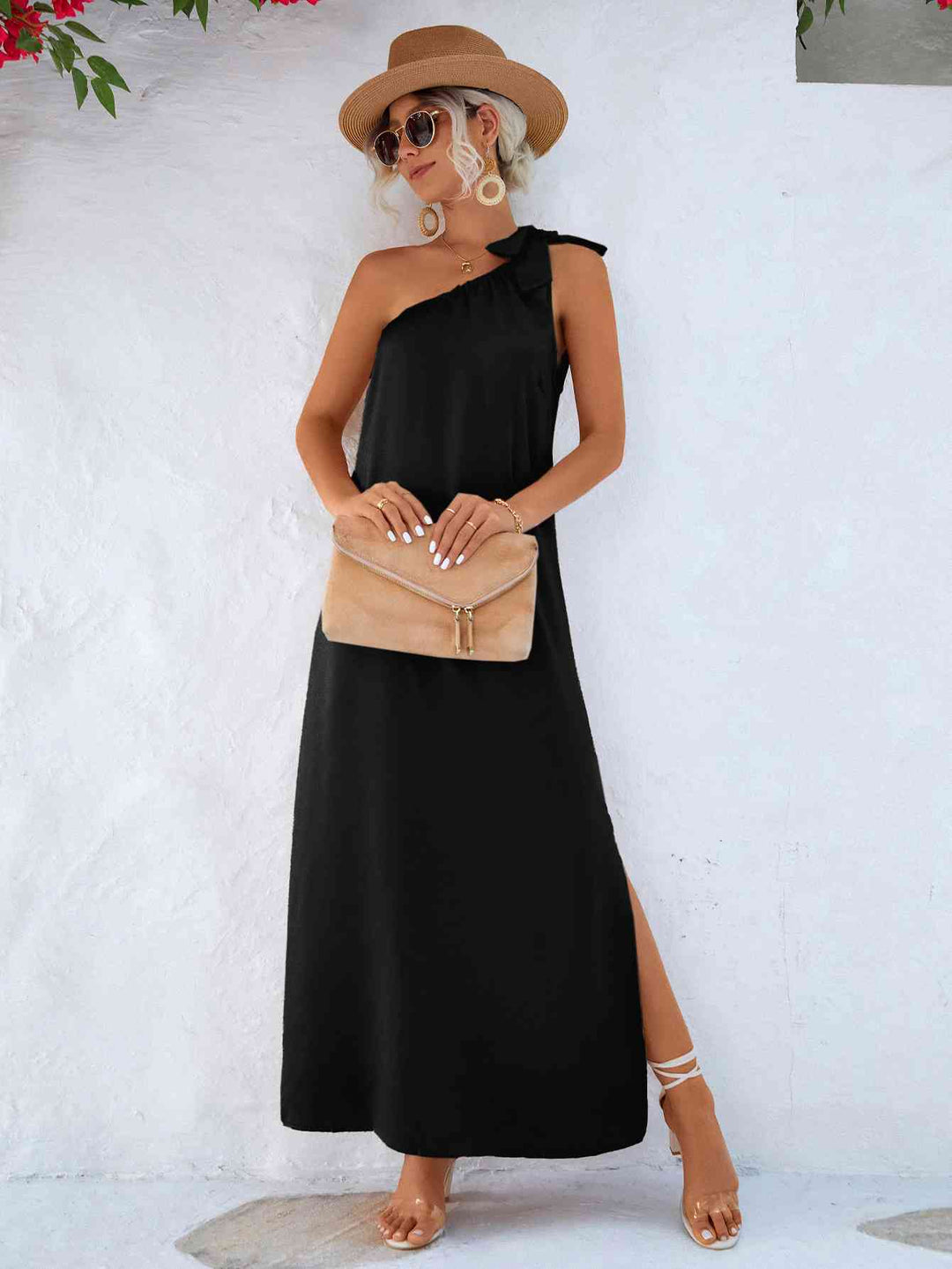 One-Shoulder Slit Maxi Dress