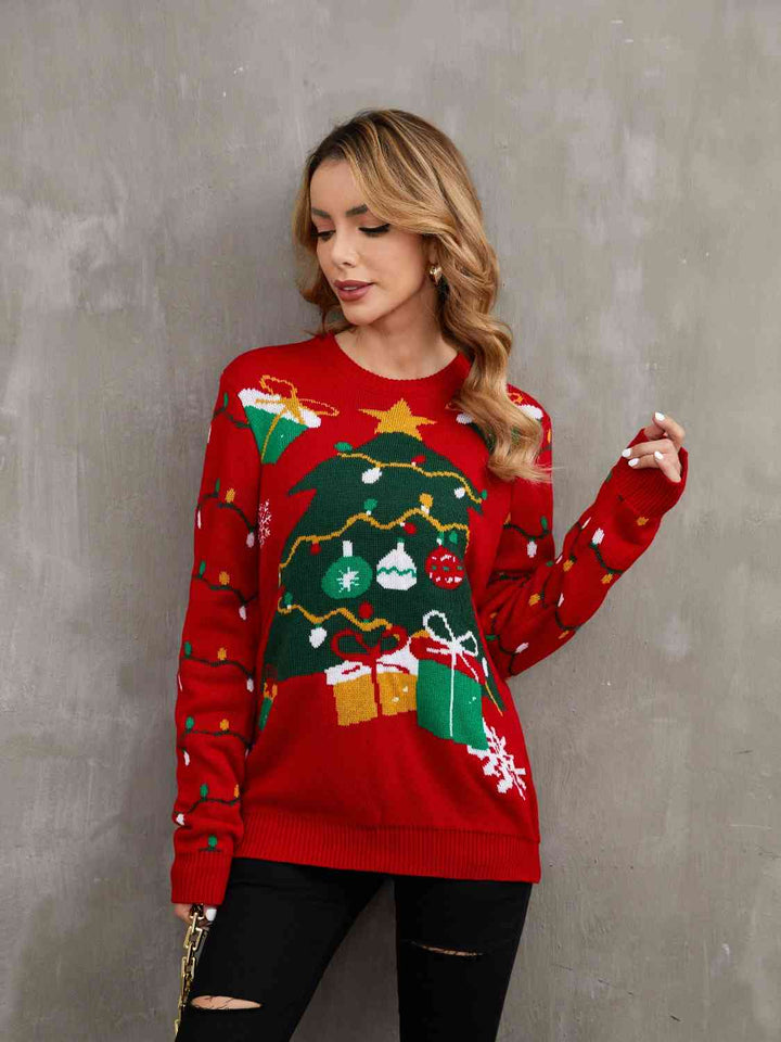 Christmas Theme Round Neck Sweater