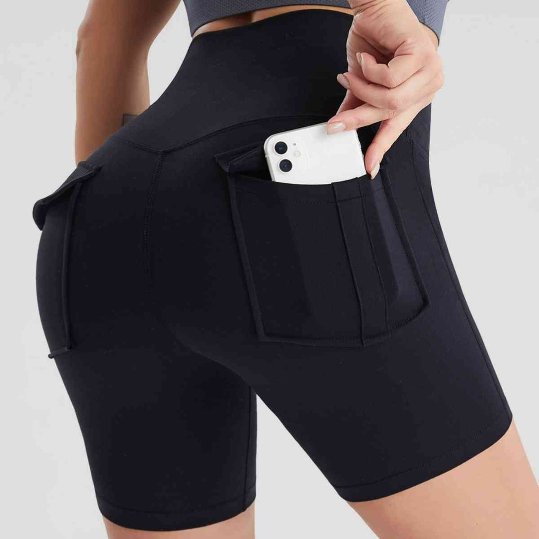 Wide Waistband Sports Shorts With Pockets