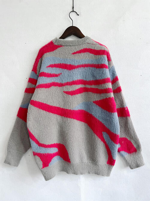 Color Block Round Neck Sweater