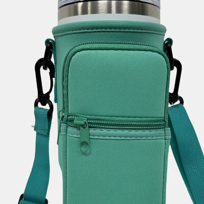 Insulated Tumbler Cup Sleeve With Adjustable Shoulder Strap